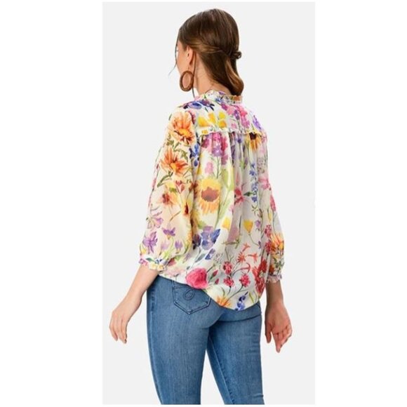 eShakti, Floral loose fitting long sleeve blouse - Picture 4 of 15